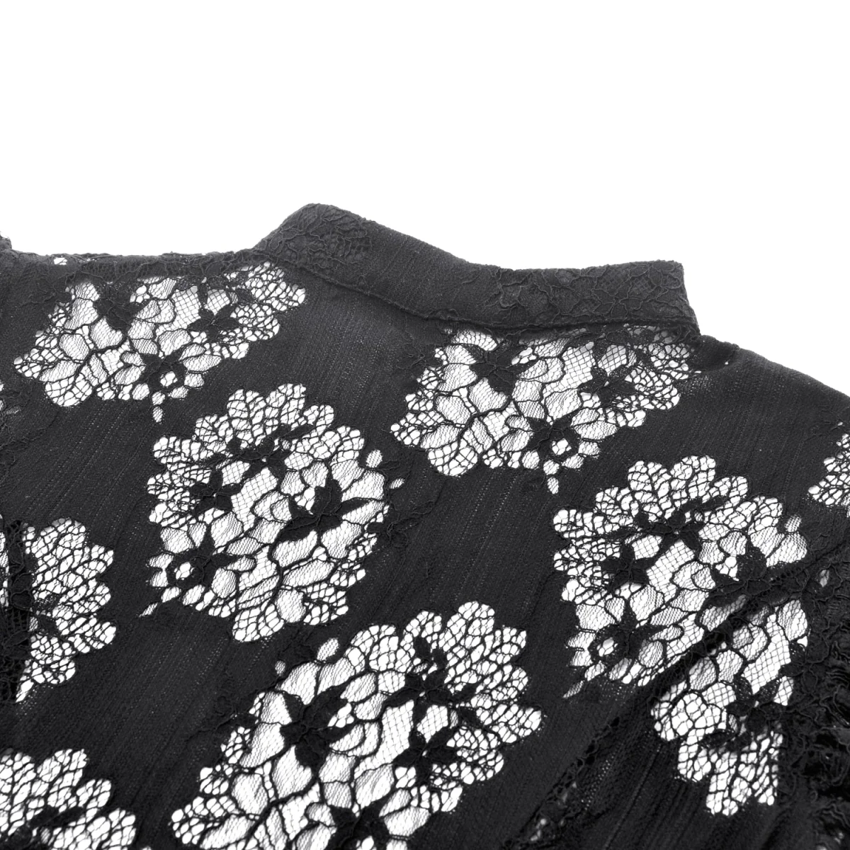 Top  Gótico Con Cruzados y Encaje Floral Negro - Image 12
