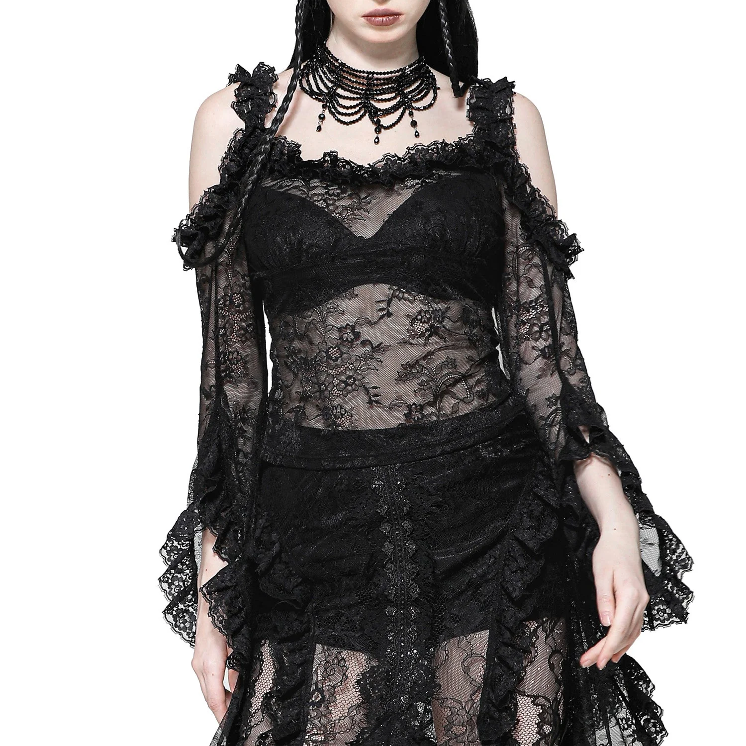 Camiseta Gótica Negra "Eris" Mangas Acampanadas - Image 3