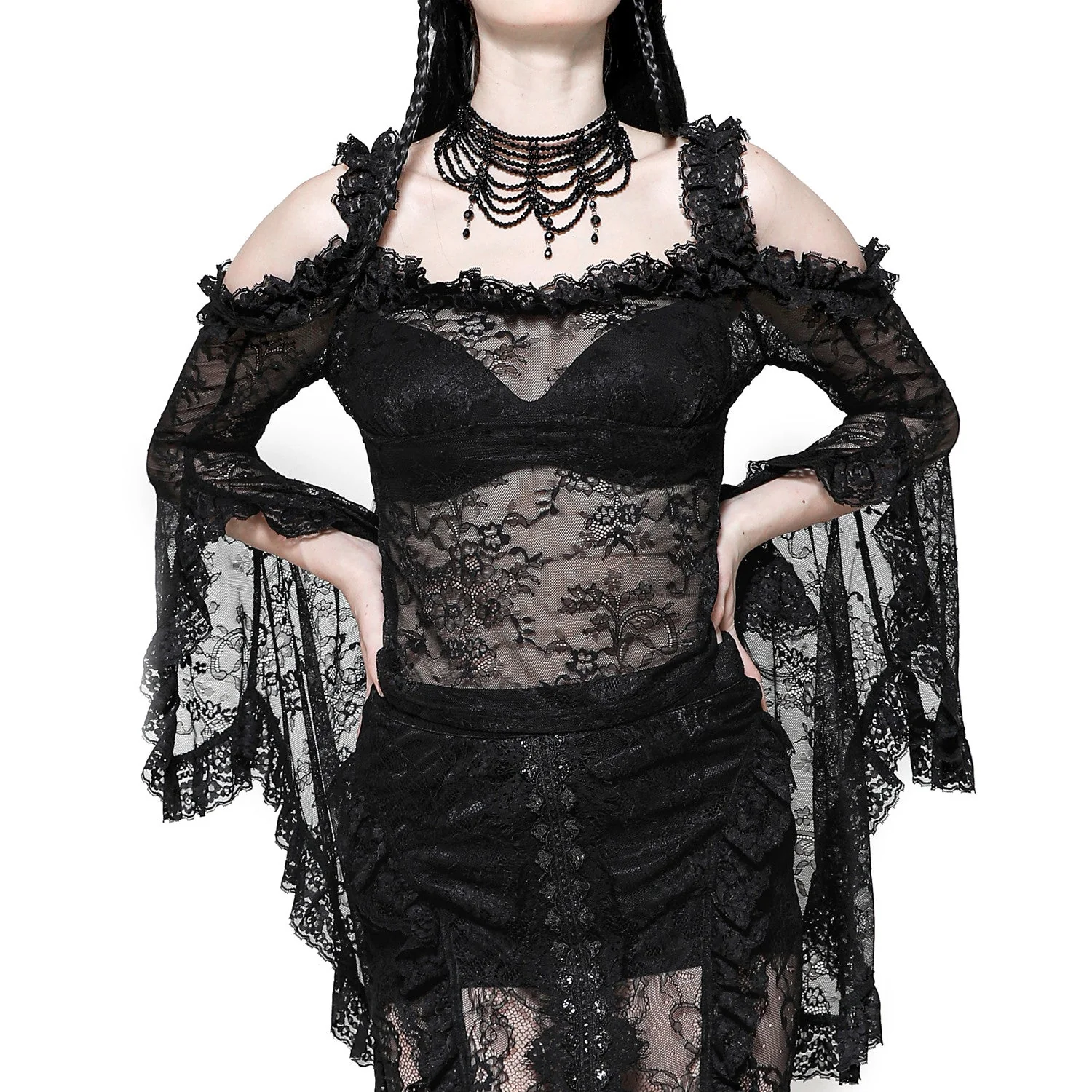 Camiseta Gótica Negra "Eris" Mangas Acampanadas - Image 5