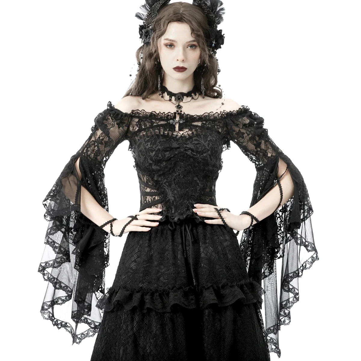 Bolero de Encaje Floral con Mangas Acampanadas - Image 18