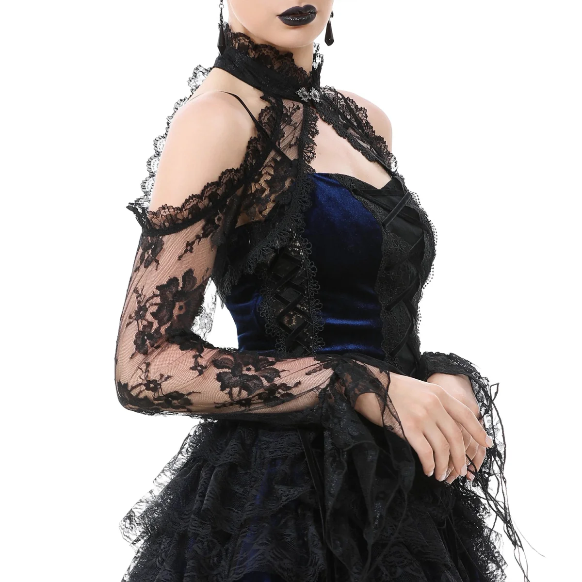 Bolero Gótico Negro Floral Mangas Acampanadas - Image 3