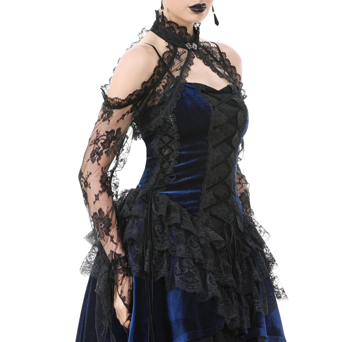 Bolero Gótico Negro Floral Mangas Acampanadas - Image 5