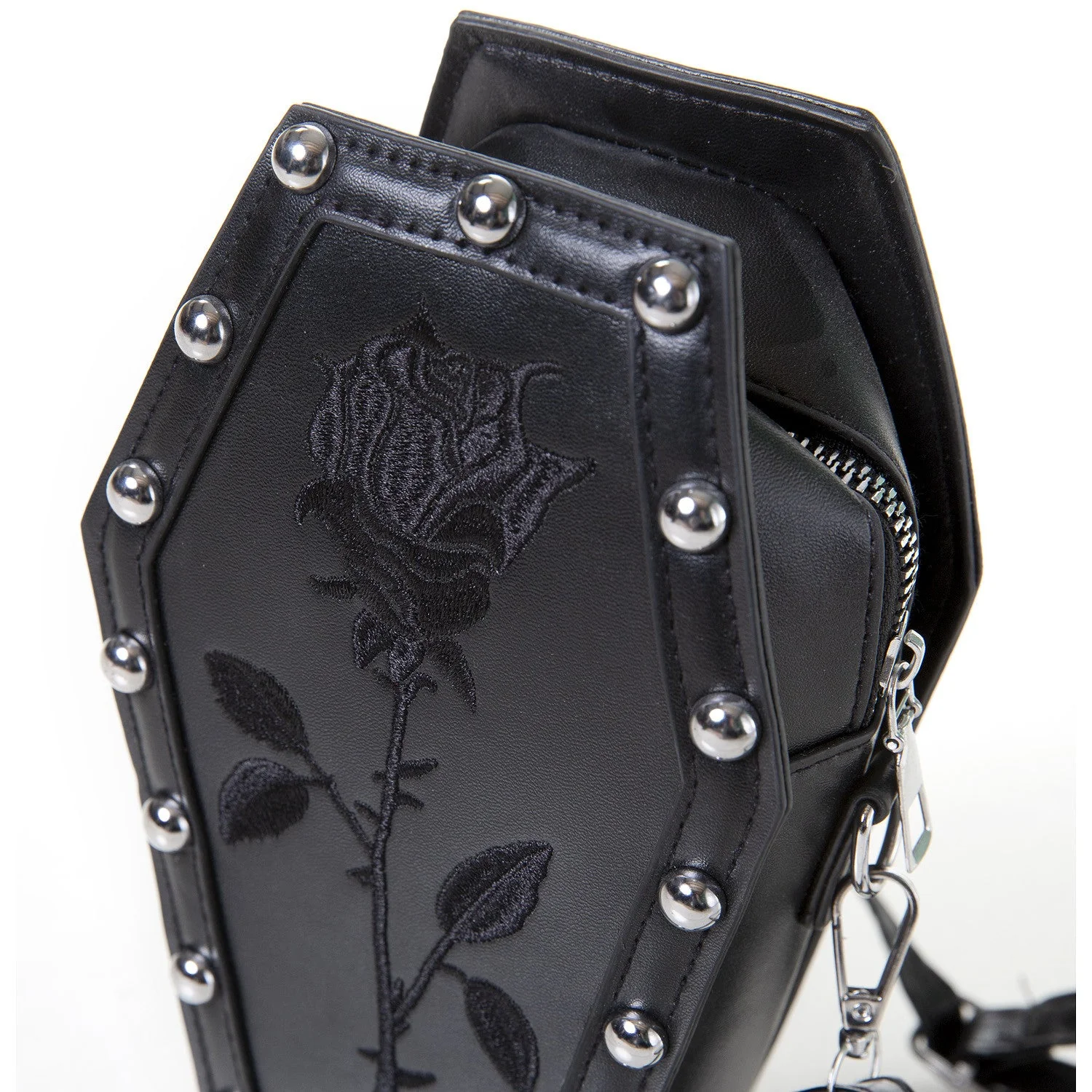 Bolso Forma de Ataúd con Rosa y Tachuelas - Image 4