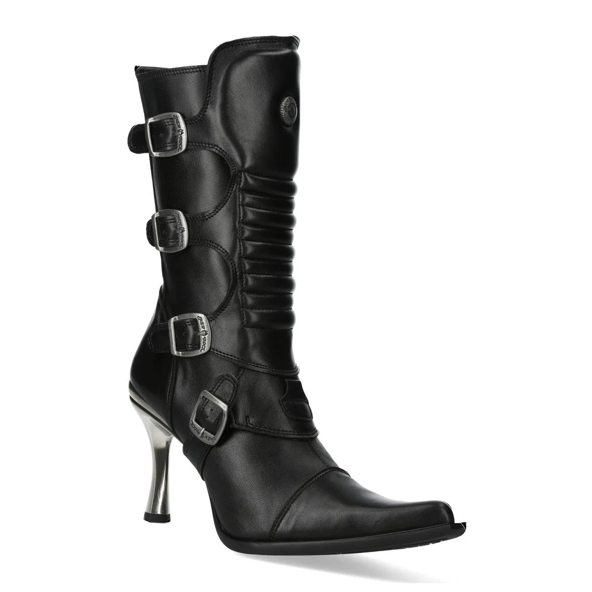 Bota Alta Tacón Aguja Piel Hebillas - Image 3