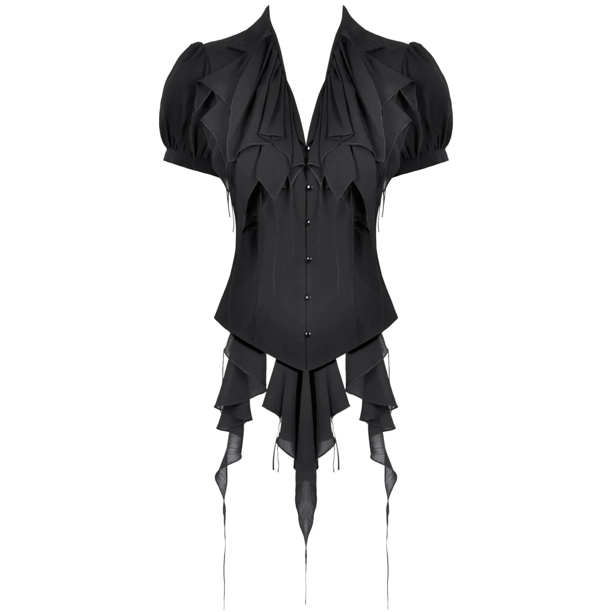 Blusa Gótica Negra Volantes | Mangas Abullonadas - Image 8