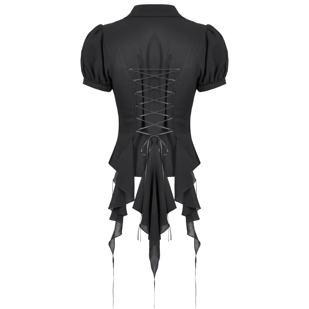 Blusa Gótica Negra Volantes | Mangas Abullonadas - Image 9