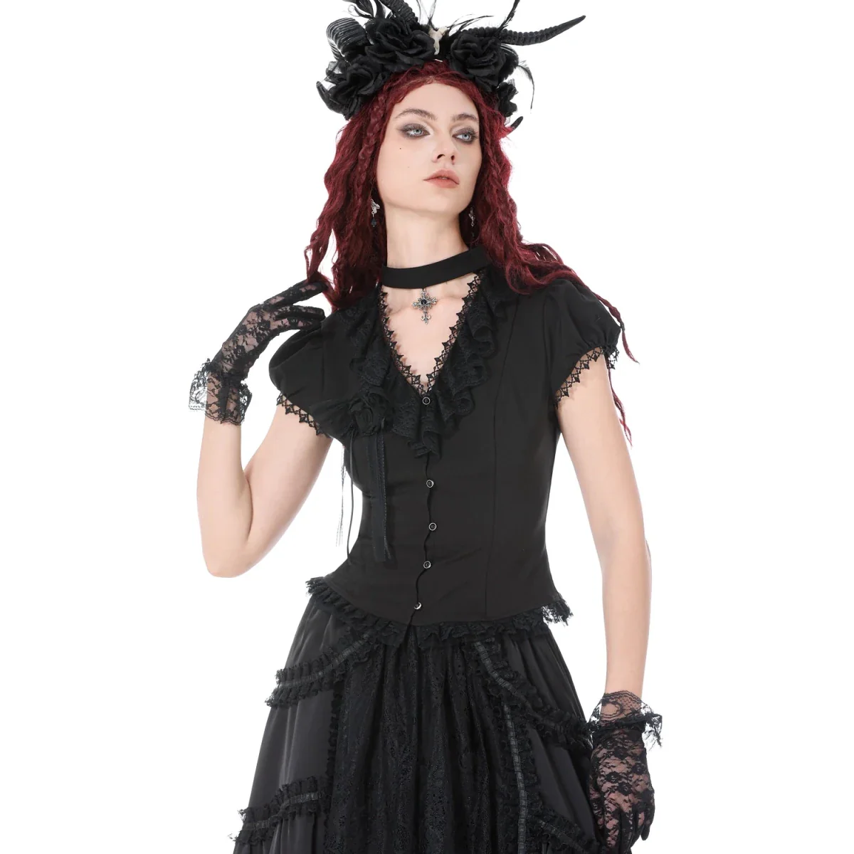 Camisa con Lazada Trasera y Detalle de Rosa - Image 16