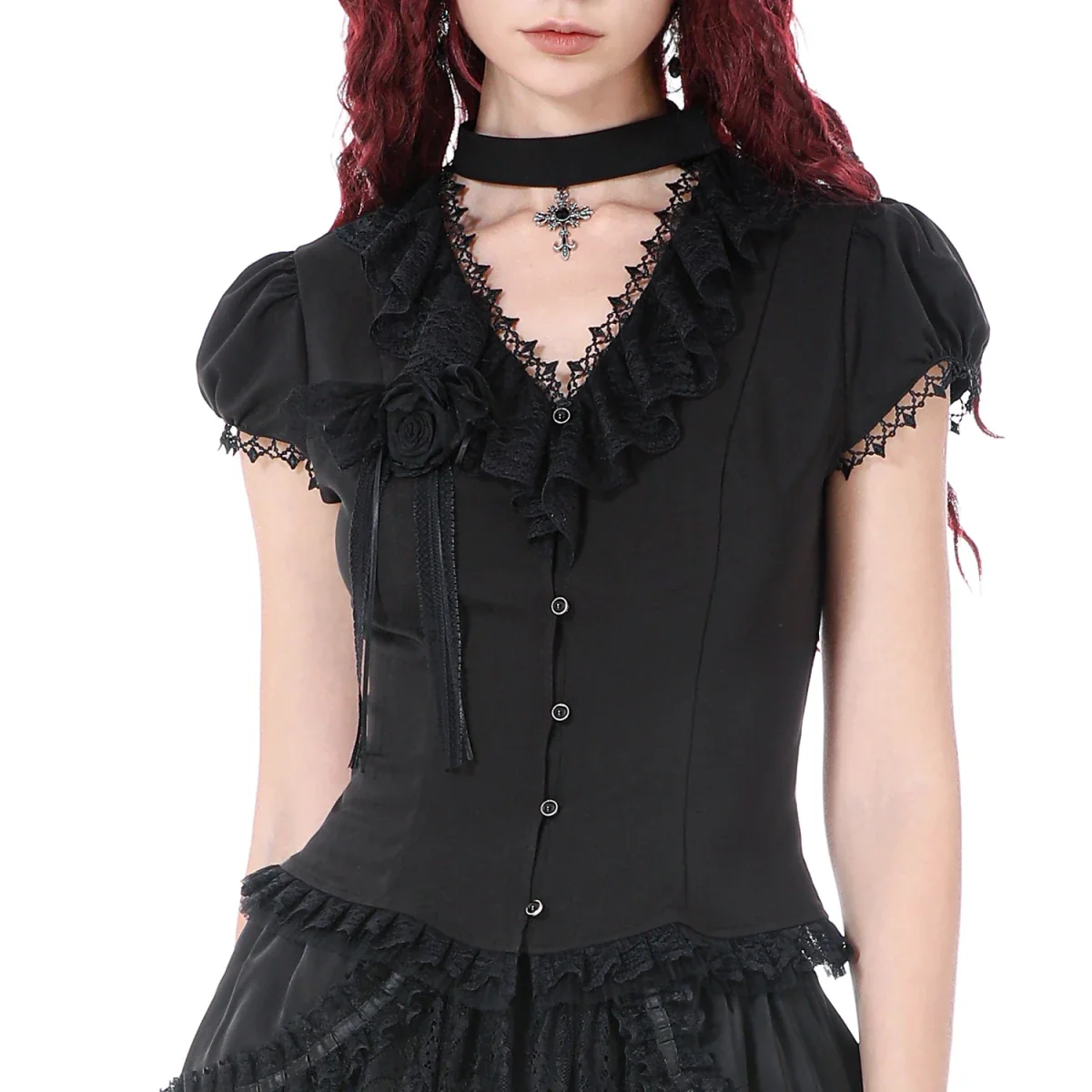 Camisa con Lazada Trasera y Detalle de Rosa - Image 4
