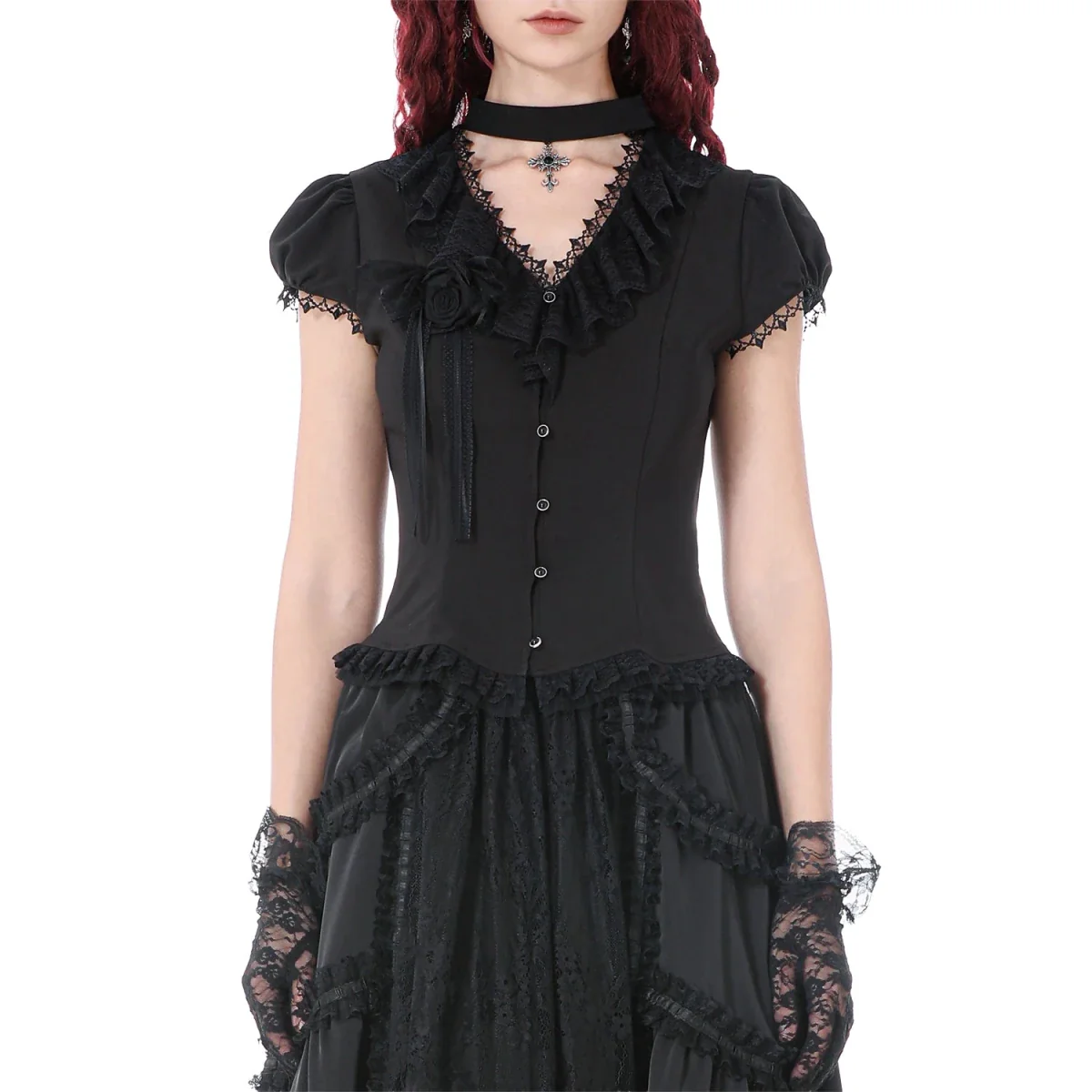 Camisa con Lazada Trasera y Detalle de Rosa - Image 6