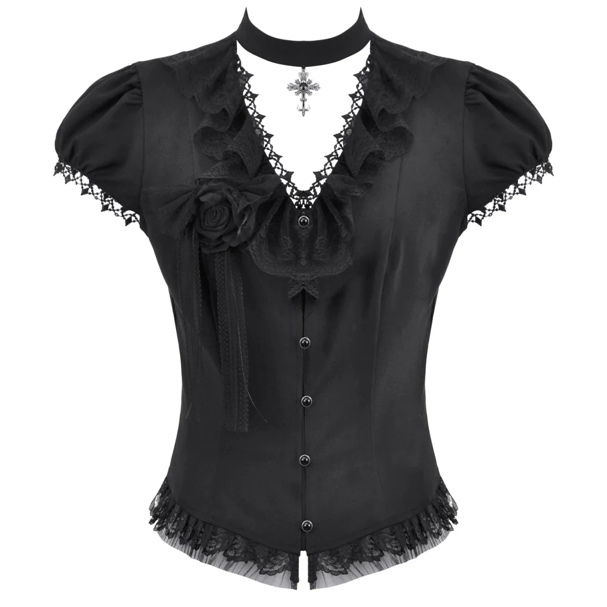 Camisa con Lazada Trasera y Detalle de Rosa - Image 8