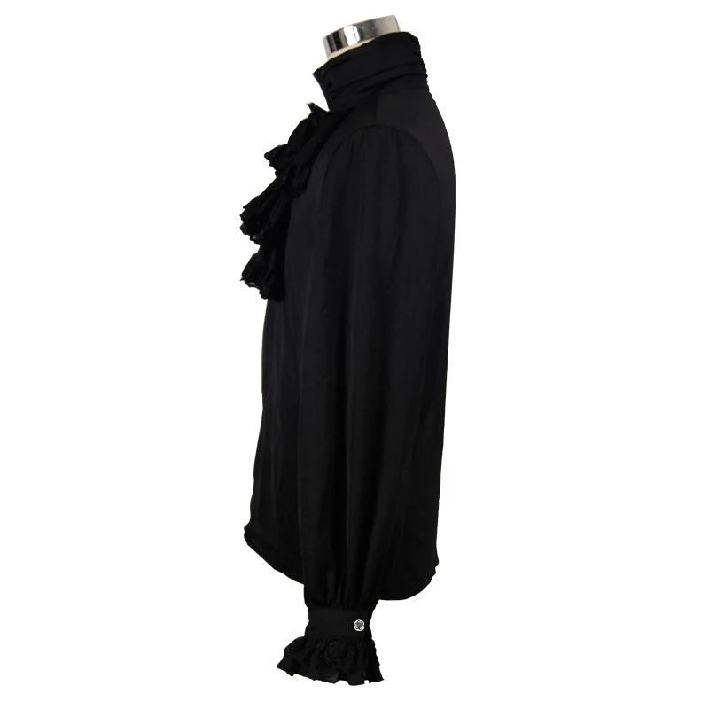 Camisa Negra con Chorreras para Hombre - Image 4