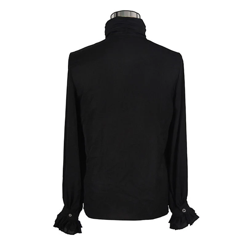 Camisa Negra con Chorreras para Hombre - Image 5