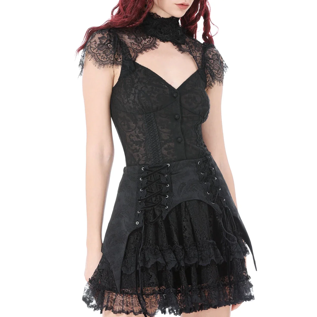 Camiseta  de Encaje con Escote Corazón y Botonadura - Image 4