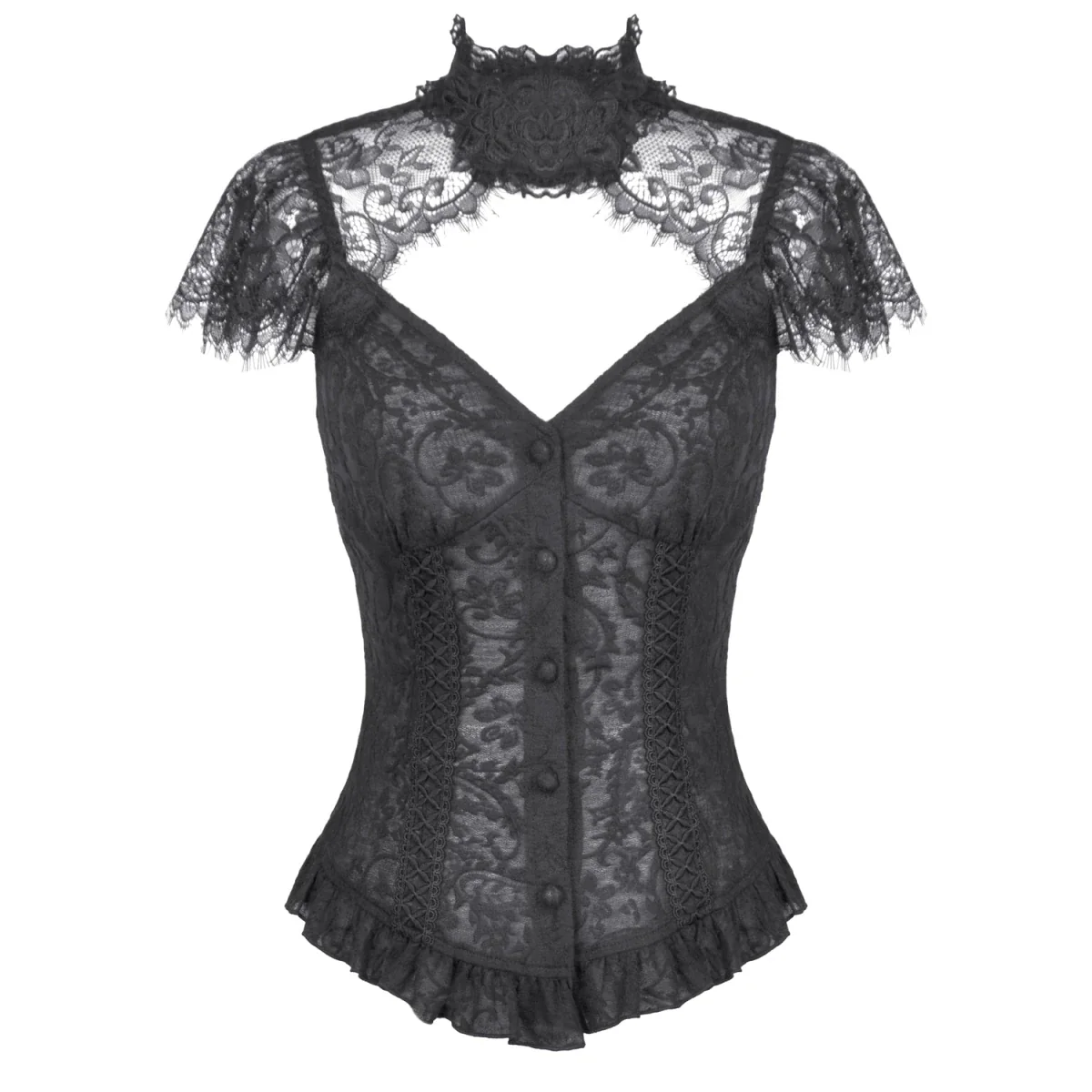 Camiseta  de Encaje con Escote Corazón y Botonadura - Image 7
