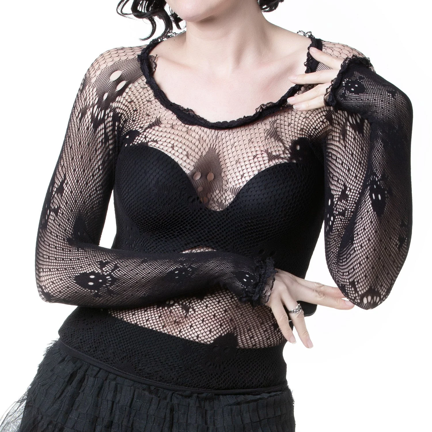Camiseta de Rejilla con Calaveras - Image 3