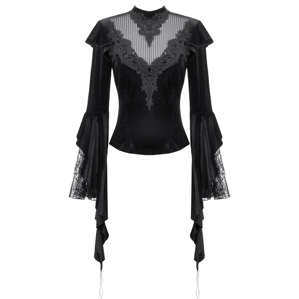 Camiseta  de Terciopelo con Encaje y Mangas Bell - Image 8