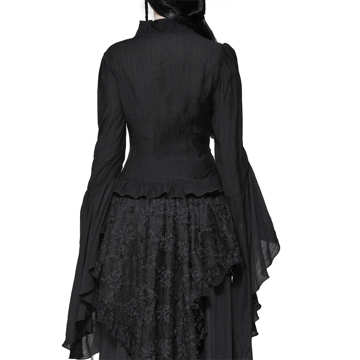 Blusa con Mangas de Campana, Encaje y Cruz - Image 4