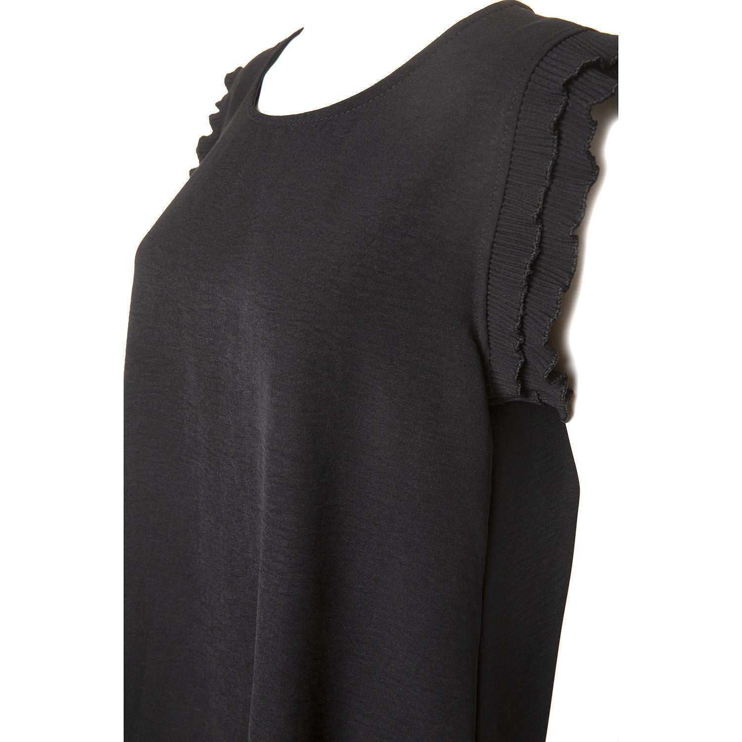 Blusa Negra Fluida con Volantes - Image 2