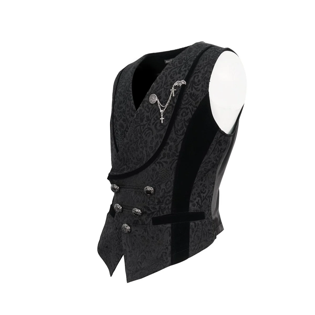 Chaleco Negro con Brocado para Hombre - Image 4