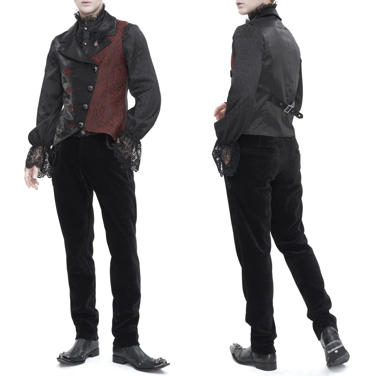 Chaleco Rojo y Negro Asimétrico para Hombre - Image 2