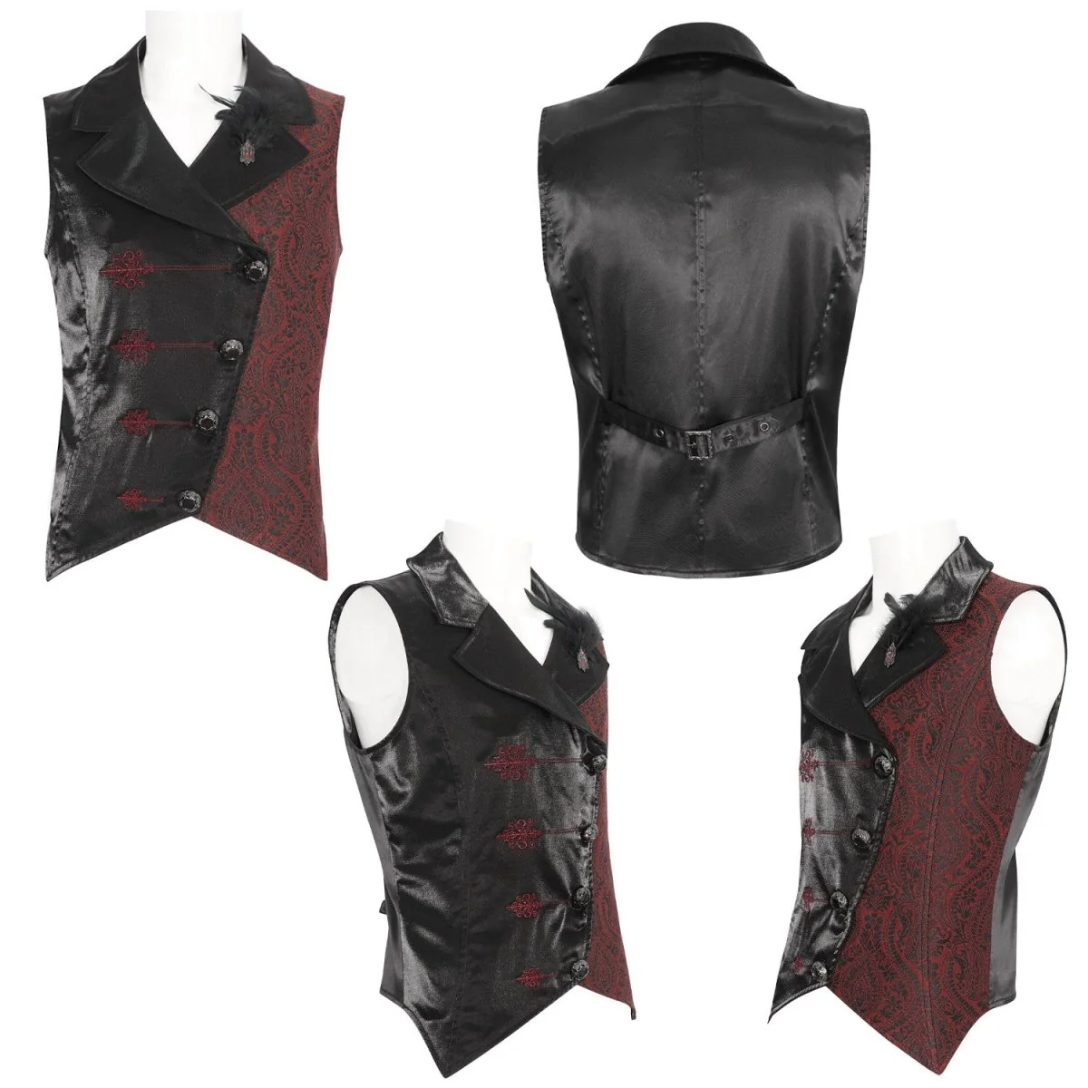 Chaleco Rojo y Negro Asimétrico para Hombre - Image 3
