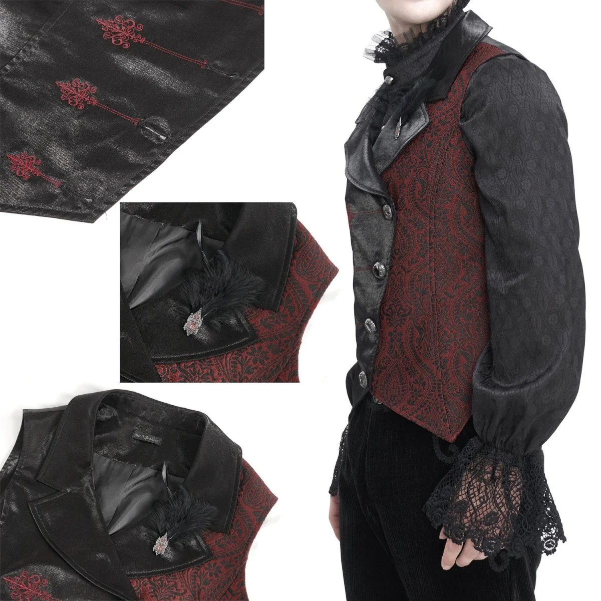 Chaleco Rojo y Negro Asimétrico para Hombre - Image 4