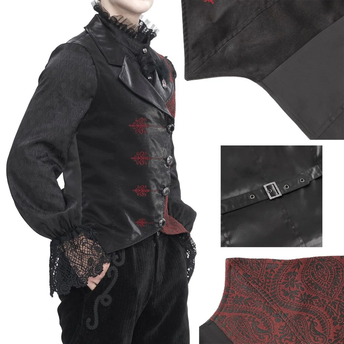 Chaleco Rojo y Negro Asimétrico para Hombre - Image 5