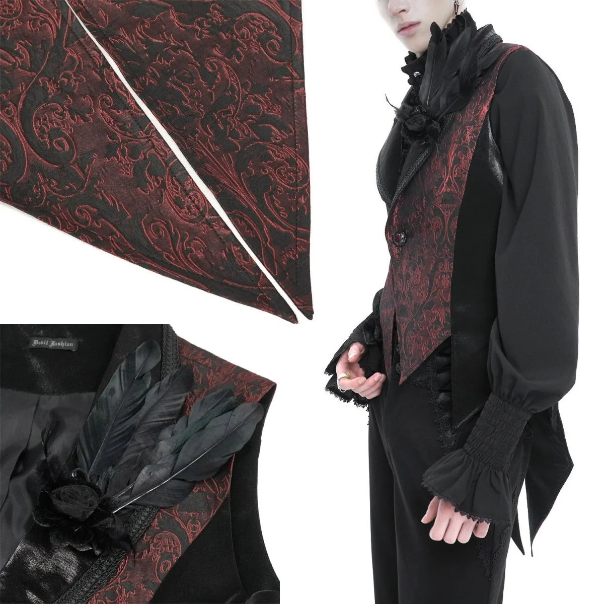 Chaleco Rojo y Negro Elegante para Hombre - Image 4