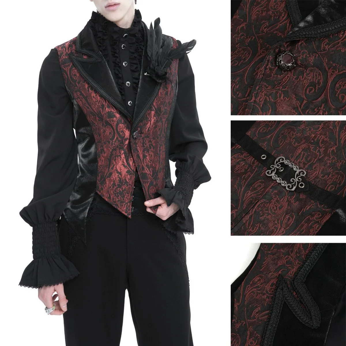 Chaleco Rojo y Negro Elegante para Hombre - Image 6