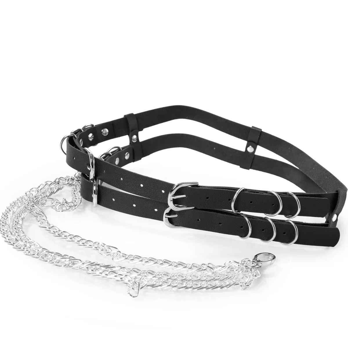 Cinturón de Polipiel Doble con Cadenas y Hebillas - Image 3