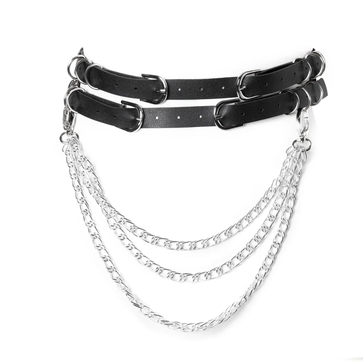 Cinturón de Polipiel Doble con Cadenas y Hebillas - Image 4