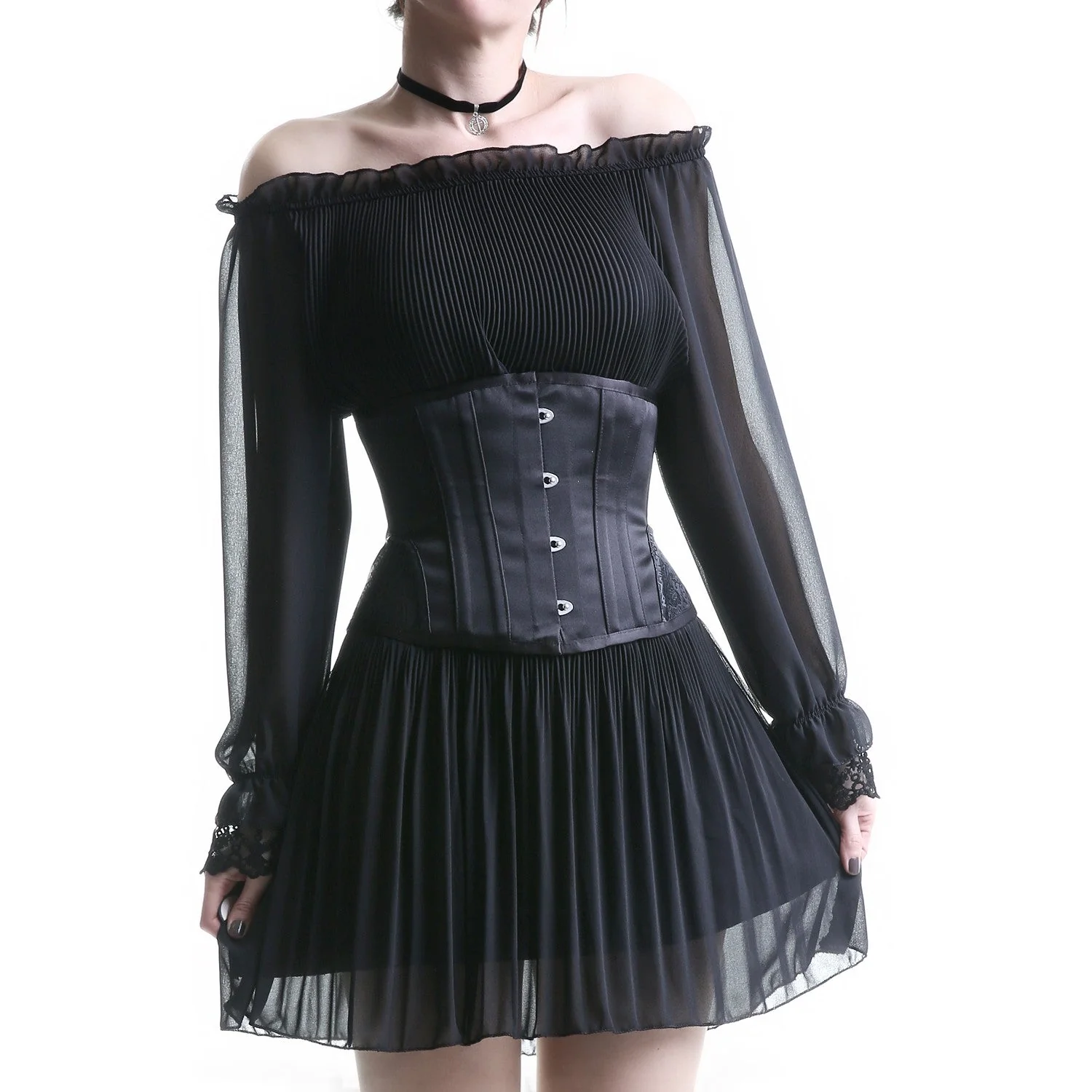 Corsé Underbust Negro Varillas de Metal - Image 5