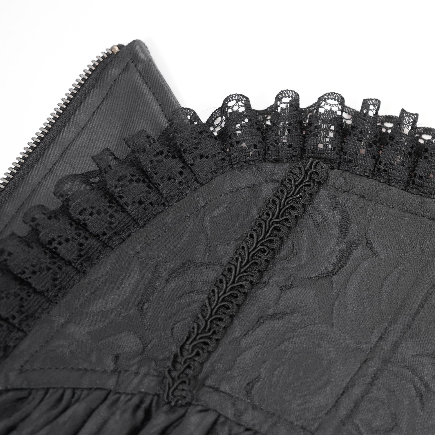 Corsé Underbust Negro Victoriano con Cruz y Volantes "VampiriaBK" - Image 12