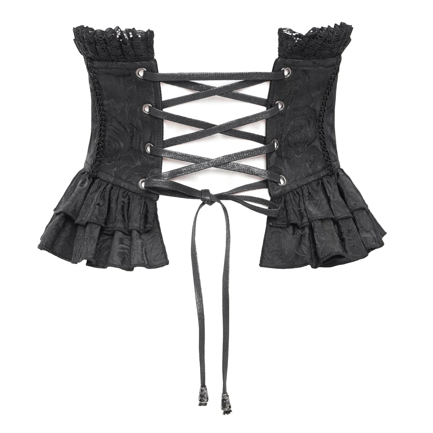 Corsé Underbust Negro Victoriano con Cruz y Volantes "VampiriaBK" - Image 9