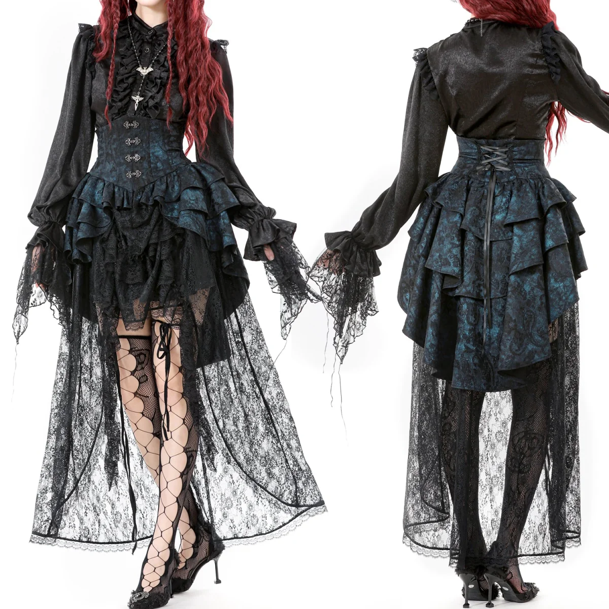 Sobrefalda Gótica con Cintura Corset y volantes - Image 2