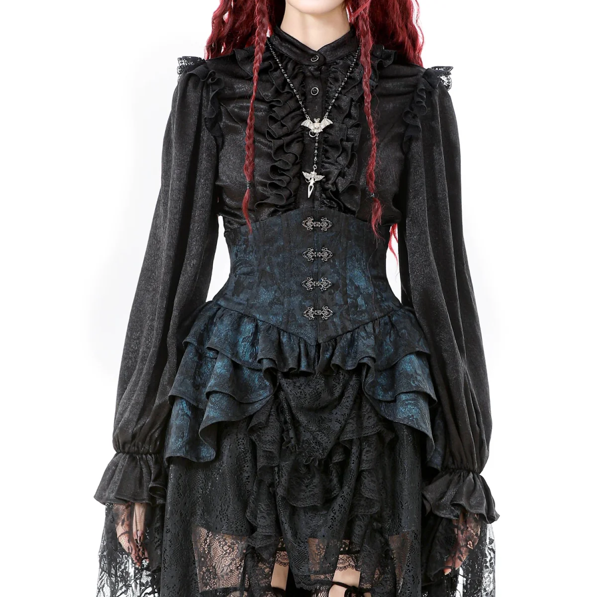 Sobrefalda Gótica con Cintura Corset y volantes - Image 3