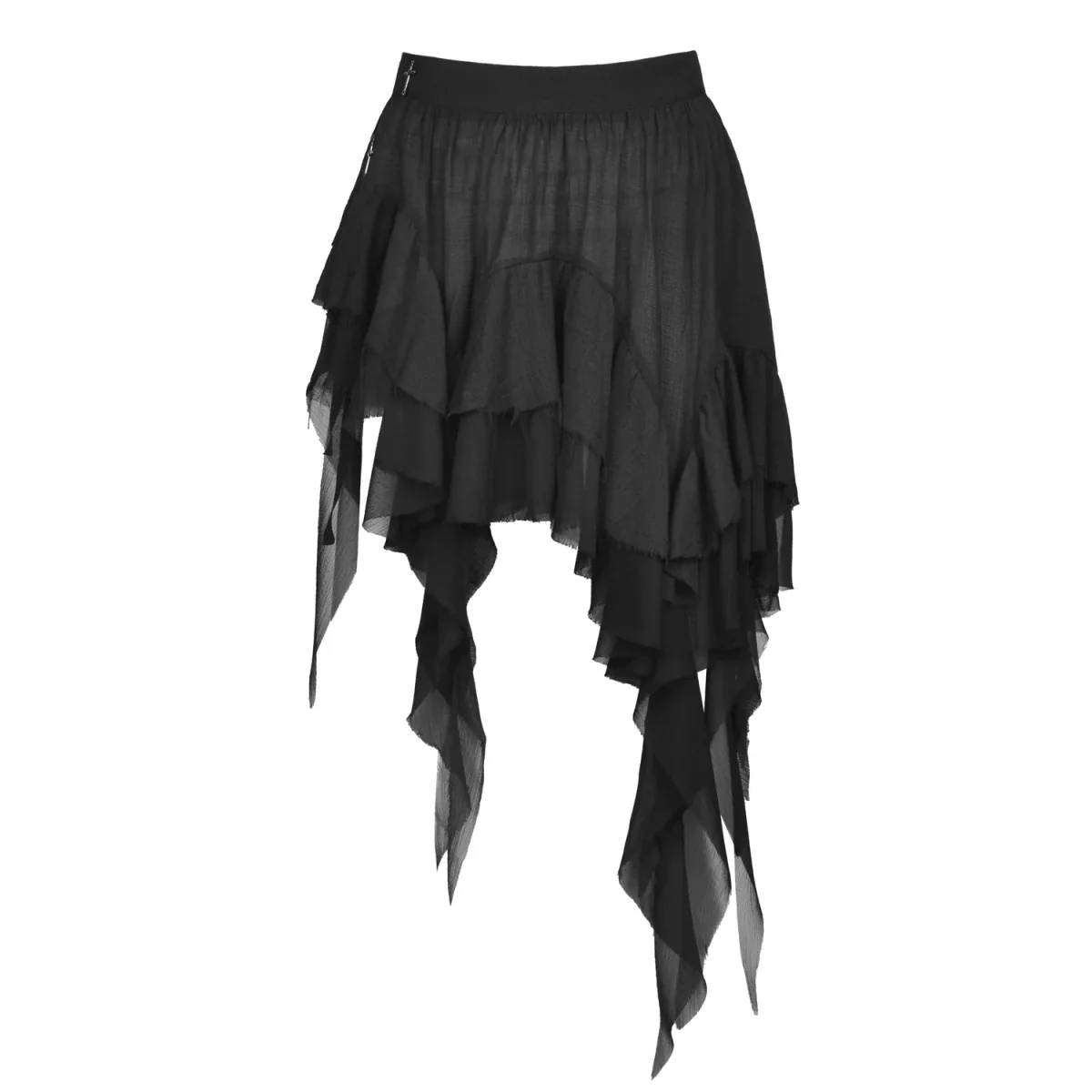 Falda Asimétrica de Tul Negro con Capas y Volantes - Image 4