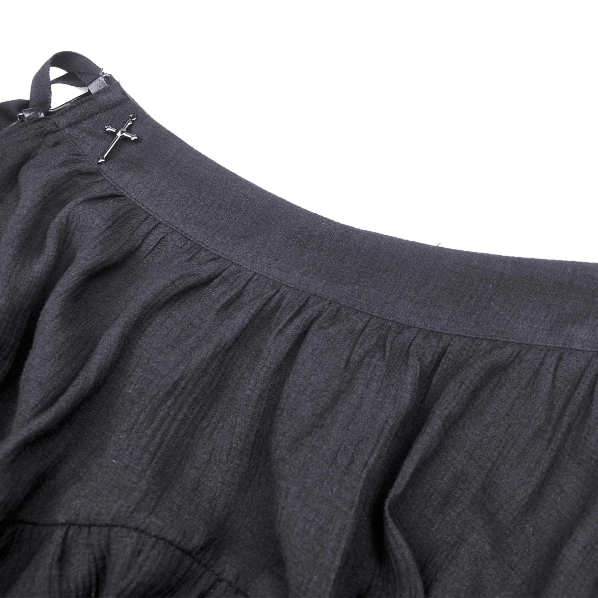 Falda Asimétrica de Tul Negro con Capas y Volantes - Image 8