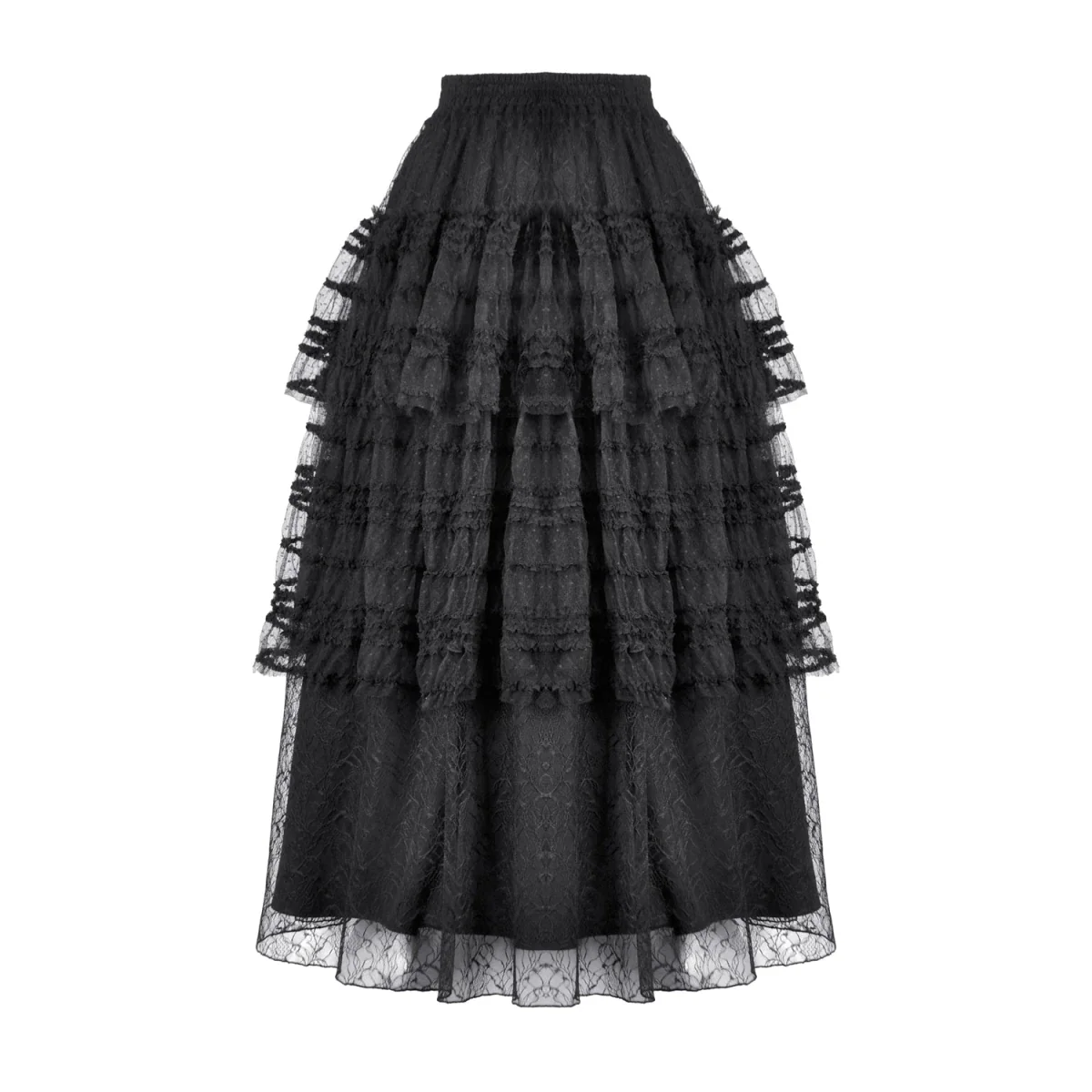 Falda Gótica Larga de Encaje con Capas y Cintura Elástica - Image 7