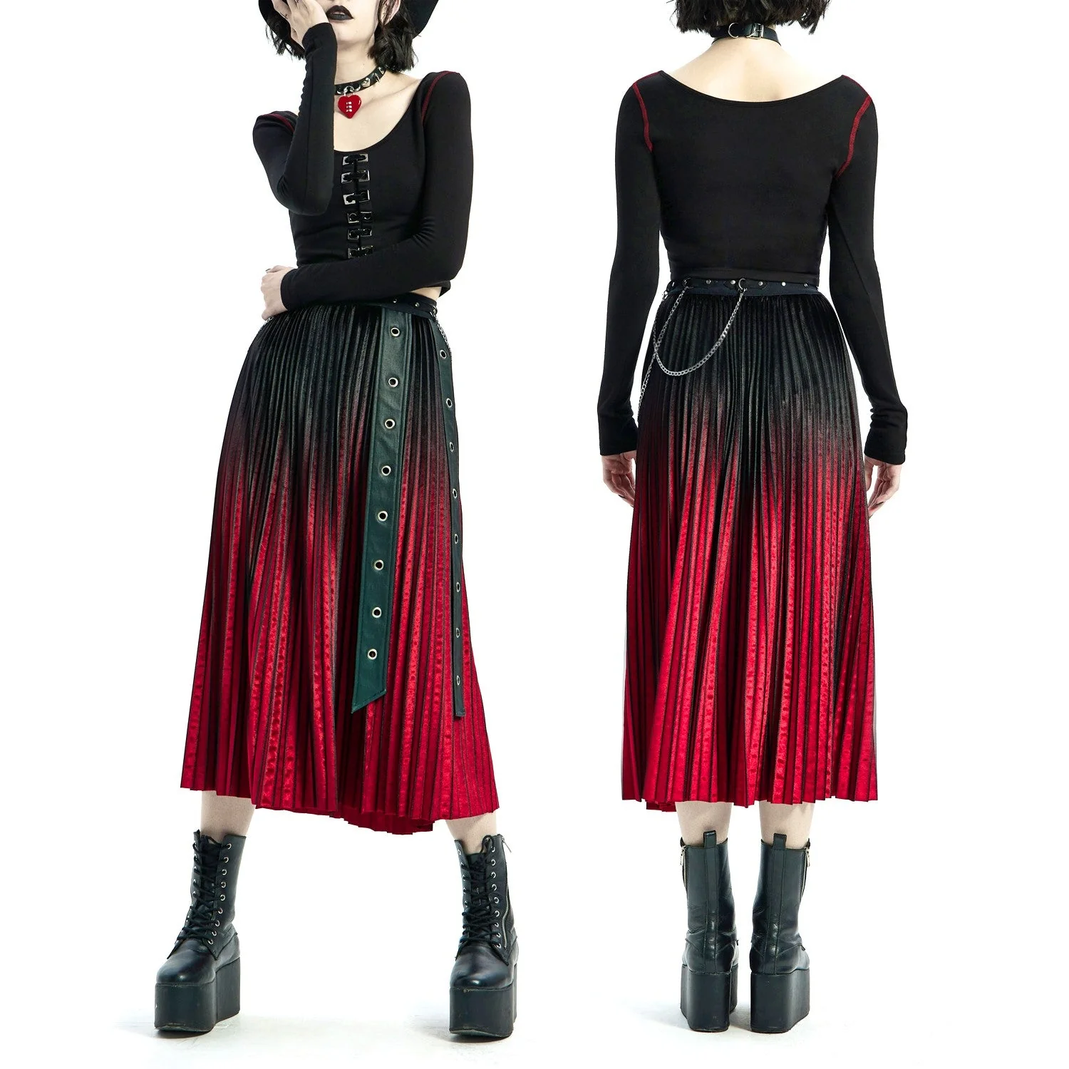 Falda Negra y Roja con Cadenas - Image 2