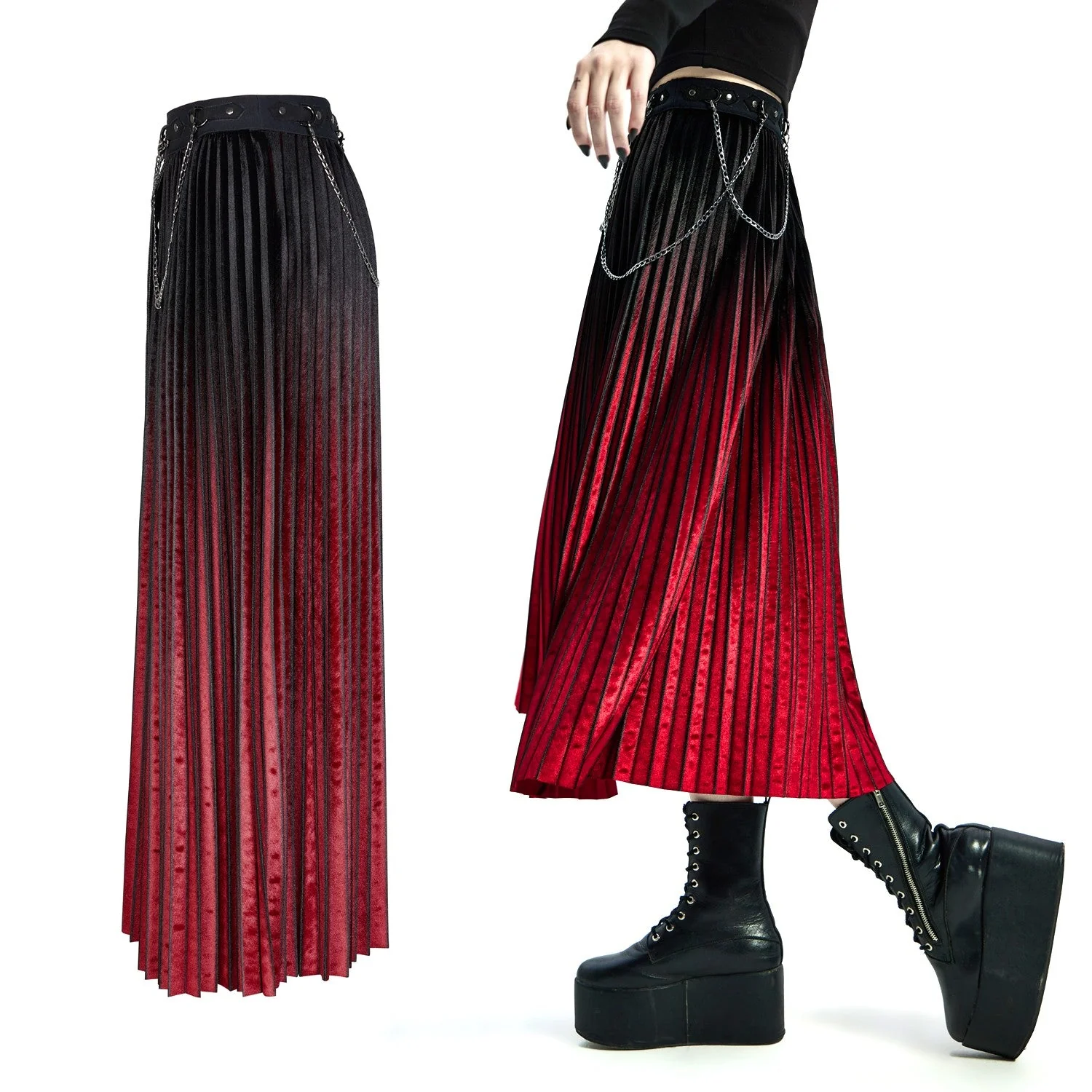 Falda Negra y Roja con Cadenas - Image 3