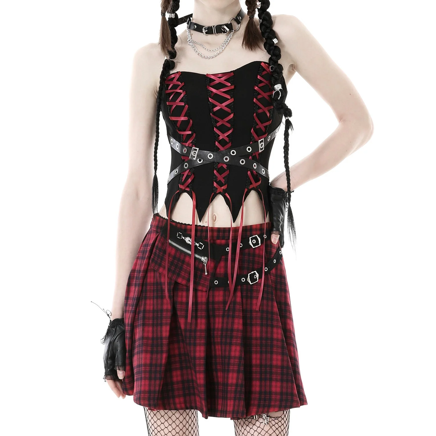 Falda Tartán Rojo y Negro - Image 3