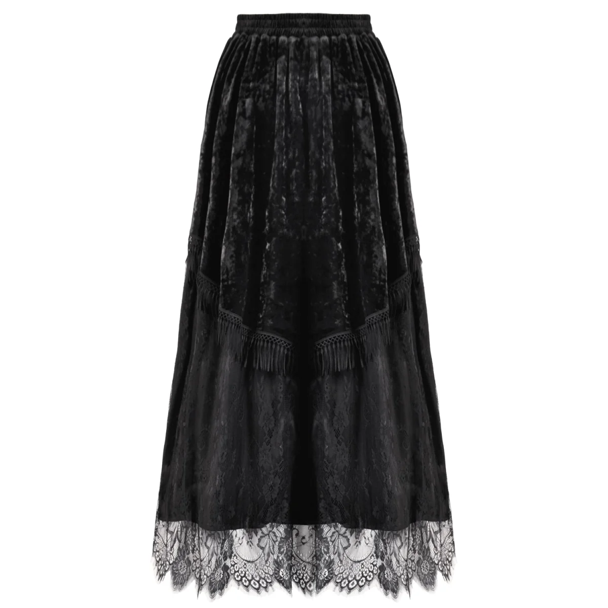Falda Gótica Maxi Terciopelo Encaje Negra - Image 8