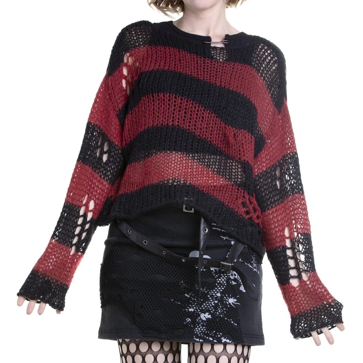 Jersey Punk Rayas Rojo y Negro Suave - Image 4