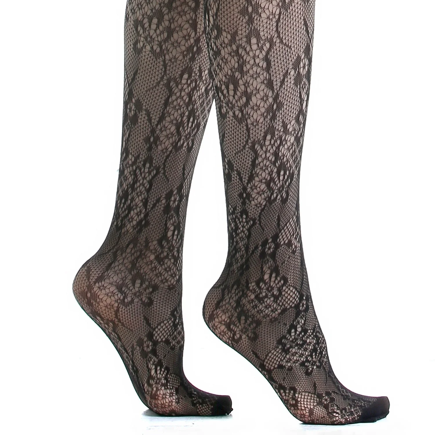 Medias de Rejilla con Diseño Floral - Image 3