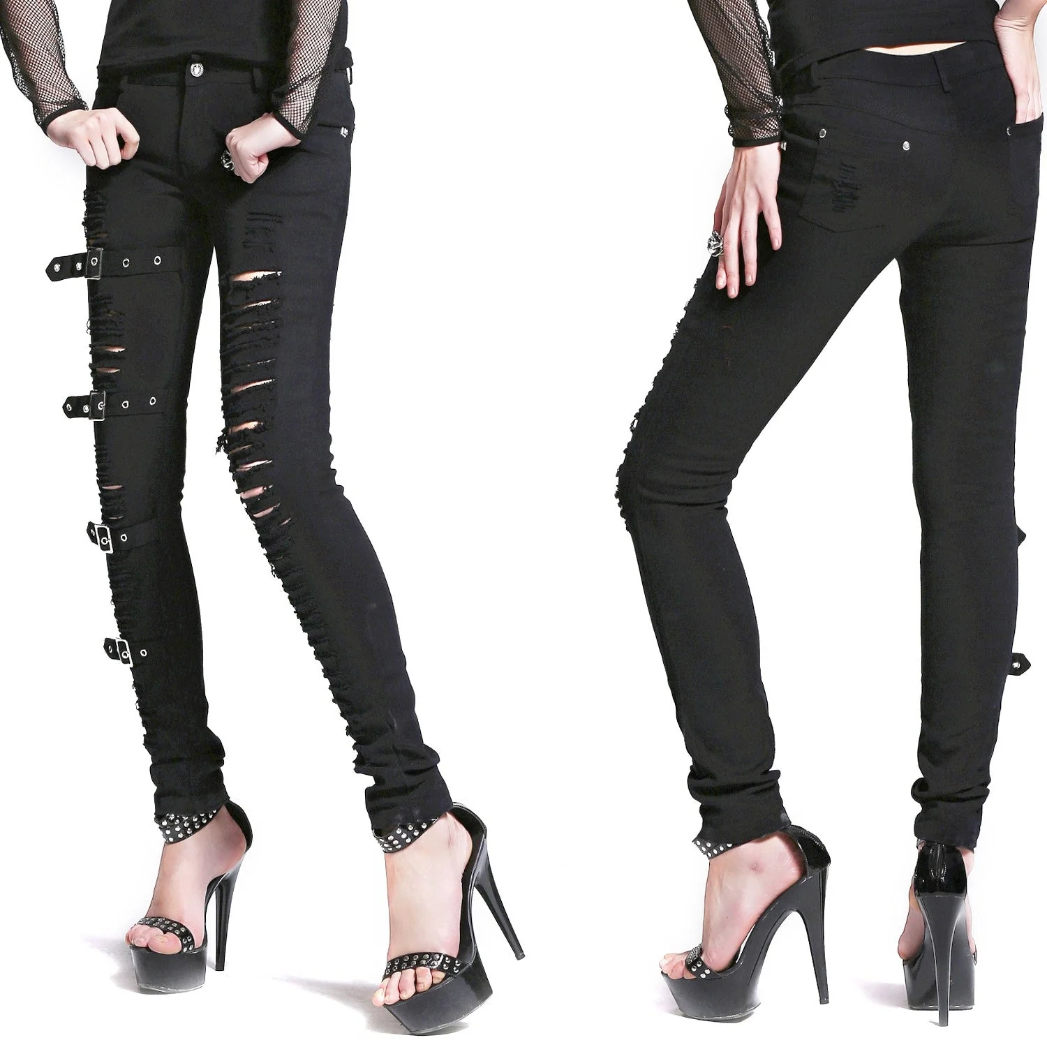 Pantalón Desgarrado con Hebillas - Image 3