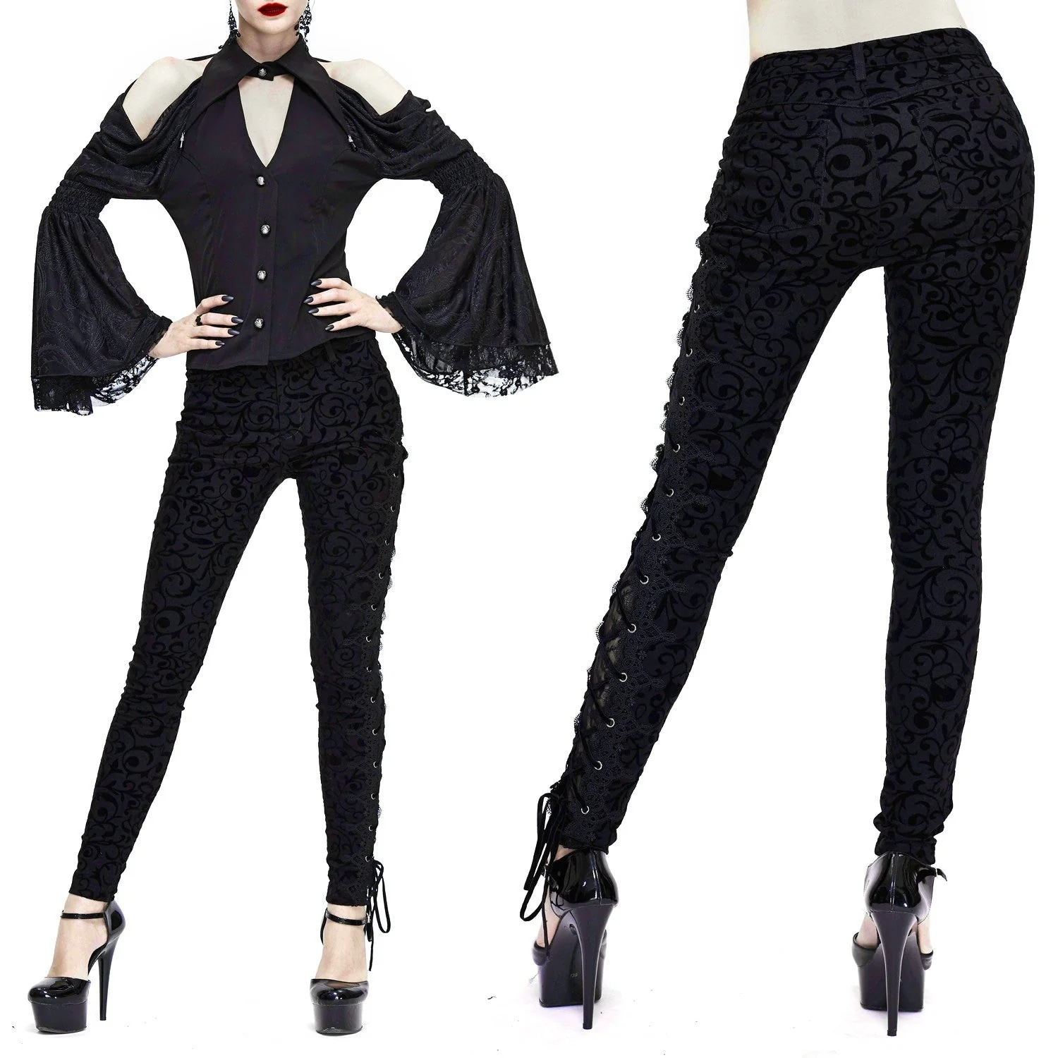 Pantalón Elegante con Brocado - Image 2