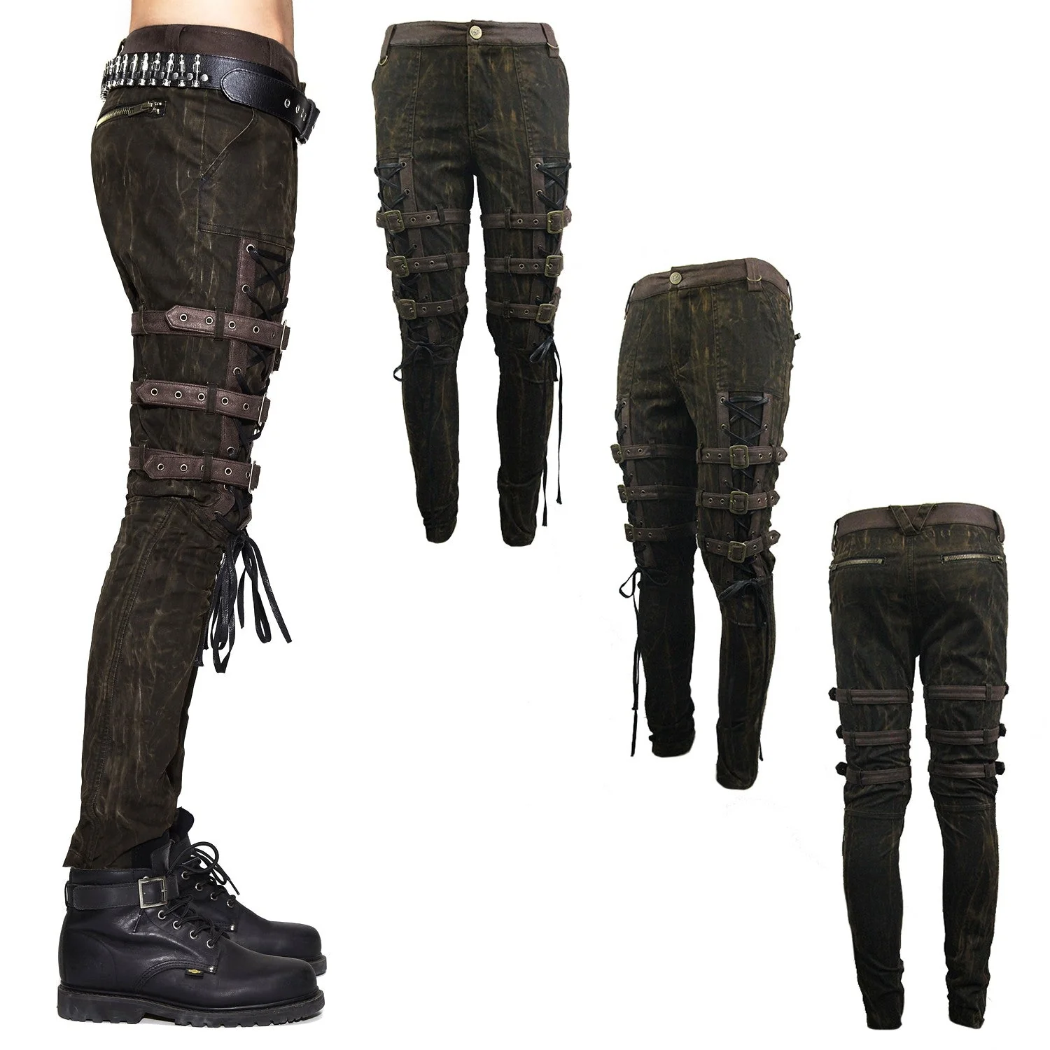 Pantalón Marrón con Hebillas para Hombre - Image 4