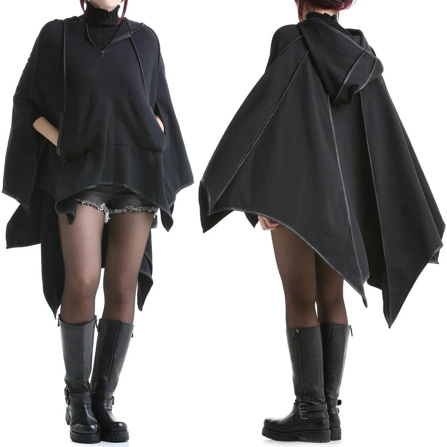 Poncho Negro con Capucha - Image 4
