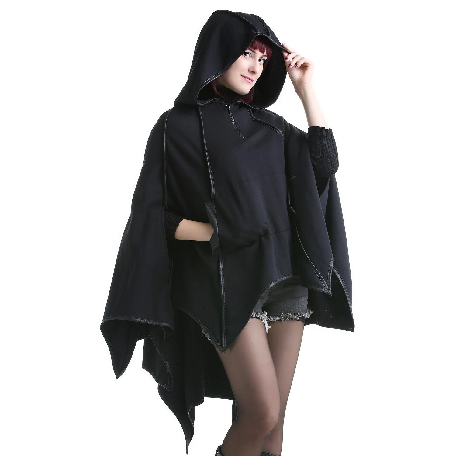 Poncho Negro con Capucha - Image 5